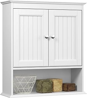 Spirich Bathroom Cabinet Wall Mounted with Doors, Wood Hanging Cabinet w...