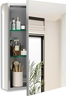 20 x 26 Inch Bathroom Medicine Cabinet with Beveled Edge Mirrored Door,M...