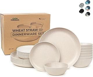 Grow Forward 24-piece Premium Wheat Straw Dinnerware Sets for 8 - Unbrea...