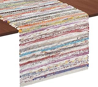 COTTON CRAFT Woven Chindi Table Runner - Handwoven Recycled Cotton Yarn ...