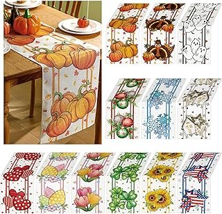 Honeydak 12 Pcs Holiday Table Runner Seasonal Farmhouse Table Decor 13 x...