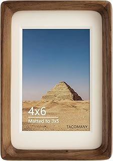 Natural Wood Photo Frames Inspired Tabletop Picture Frame with Mat, Vert...