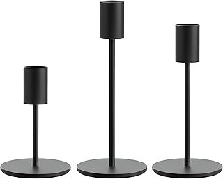 FSyueyun Black Candle Holder Taper Candle Holders, Set of 3 Candle Stick...