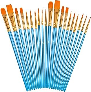 Soucolor Acrylic Paint Brushes Set, 20Pcs Round Pointed Tip Artist Paint...