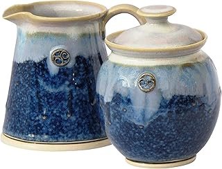 Irish Pottery Sugar and Creamer Set in Green 10oz Hand-Thrown & Glazed, ...