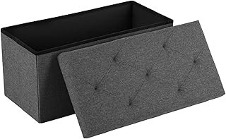 DUMOS 30in Foldable Storage Ottoman Bench, Storage Chest, End of Bed Foo...