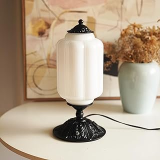 Vintage Milk Glass Touch Table Lamp, Elegant White Glass Bedside Desk La...