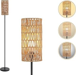 Floor Lamp for Living Room,Farmhouse Rattan Floor lamp,Modern Standing l...