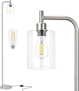 Floor Lamps for Living Room - Industrial Standing Lamp with Glass Shade,...