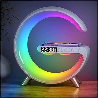 Smart LED Table Lamp, 4-in-1 Wireless Charger, Night Light, Alarm Clock,...