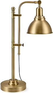 VONLUCE Rustic Desk Lamp Gold Adjustable, Industrial Style Metal Task La...