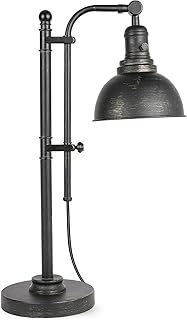 VONLUCE Rustic Desk Lamp Black Adjustable, Industrial Style Metal Task L...