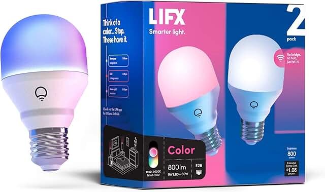 LIFX Color A19 800 lumens, Billions of Colors and Whites, Wi-Fi Smart LE...