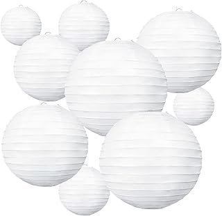 BEISHIDA 10Pcs White Paper Lanterns Decorative Chinese/Japanese Hanging ...