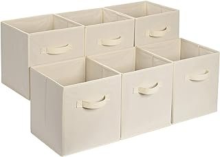 Amazon Basics Collapsible Fabric Storage Cube Bins Organizer with Handle...