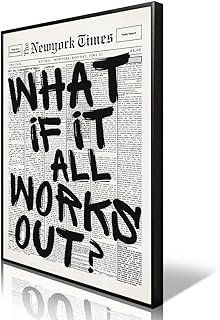 What If It All Works Out Canvas Wall Art, Black and White Newspaper Aest...