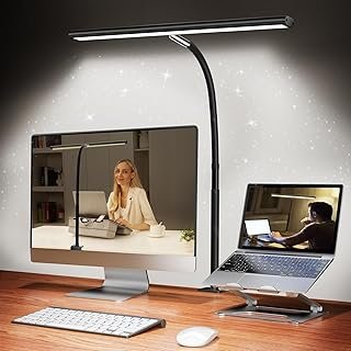 LED Desk Lamp for Office Home, Eye-Caring Desk Light with Stepless Dimmi...