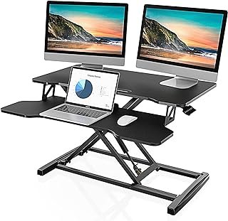FITUEYES Height Adjustable Standing Desk 32” Wide Sit to Stand Converter...
