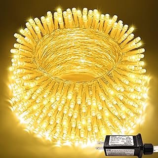 JMEXSUSS 200 LED String Lights Indoor Outdoor Clear Wire, Connectable Wa...