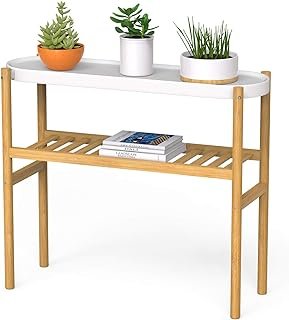 Bamboo Shelf Indoor, 2 Tier Window Tall Stand Table for Multiple Plants…
