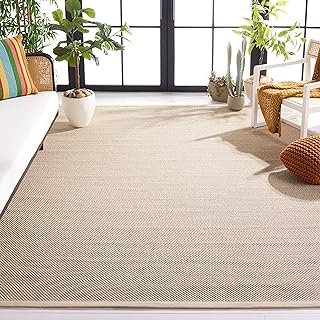 SAFAVIEH Area Rug 8x10 - Natural Fiber Collection - Large - Marble & Bei...