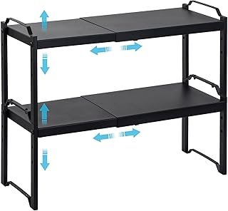 2 Pack Expandable Cabinet Countertop Shelves, Stackable Shelves Organize...