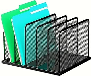 Kuntine.B Desk File Organizer 5 Sections Upright Mesh Desktop Organizer ...