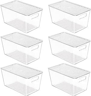 Vtopmart 6 Pack Clear Stackable Storage Bins with Lids, Medium Plastic C...