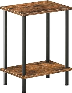 HOOBRO End Table, Small Side Table, Nightstand with 2-Layer Storage Shel...