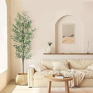 Artificial Olive Tree, 6FT Tall Faux Olive Trees 72in Outdoor Fake Potte...