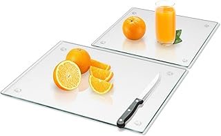 Tempered Glass Cutting Board for Kitchen, Clear Glass Board for Countert...