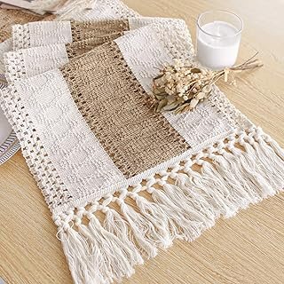 FEXIA Boho Table Runner for Fall Thanksgiving Home Decor with Tassels 72...
