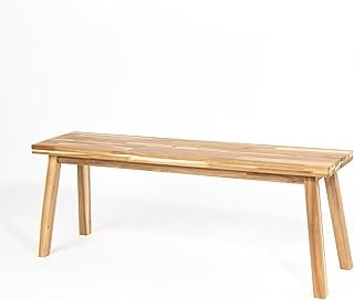 Bench 100% Solid Acacia Wood, Backless, Wax Galvanized Finish, Easy Asse...