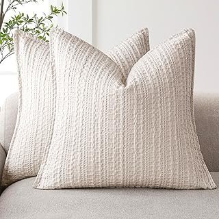 Foindtower Set of 2 Decorative Cotton Waffle Weave Textured Throw Pillow...