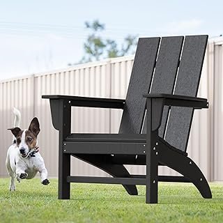 Modern Adirondack Chair, HDPE Plastic Patio Chairs for All Weather, Fire...