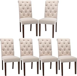 COLAMY Button Tufted Dining Chairs Set of 6, Accent Parsons Diner Chair ...