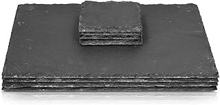 Navaris Slate Placemat and Coaster Set - Set of 8 Natural Slate Coasters...