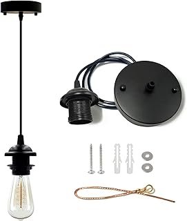 Industrial Mini Pendant Light Kit, Edison Retro Pendant, UL E26 Lamp Soc...