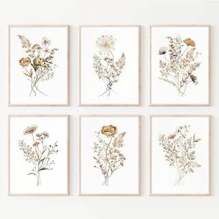 Watercolor Flower Wall Art Set of 6 Botanical Wildflower Wall Decor Boho...