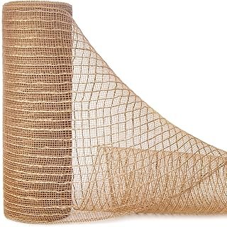 Ribbli Poly Burlap Mesh Ribbon, 10 inch x 30 feet(10Yard), Natural with ...