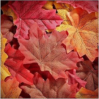 Whaline 300 Pieces Fall Artificial Maple Leaves Faux Autumn Colored Mixe...