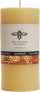 Big Dipper Wax Works Large Beeswax Pillar Candle, Hand-Poured 100% Pure ...