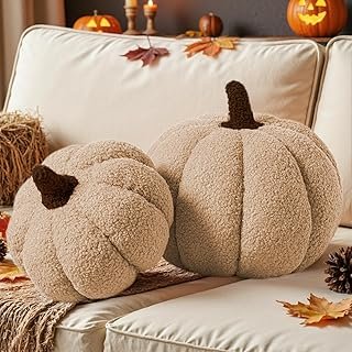 Lanpn Fall Pumpkin Pillows Set of 2, Halloween Decoration Plush Throw Pi...