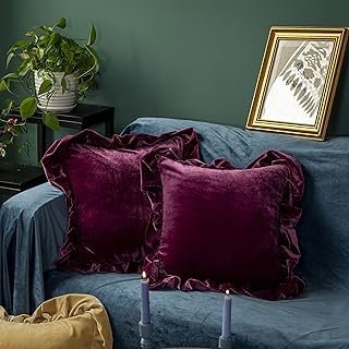 Velvet Throw Pillow Cover Soft Decorative Luxurious Solid Square Cushion...