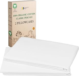 California Design Den 100% Organic Cotton Pillow Cases Queen/Standard Se...