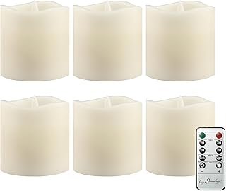 Stonebriar 6 Count Ivory Real Wax 3x3 Flameless LED Pillar Candles with ...