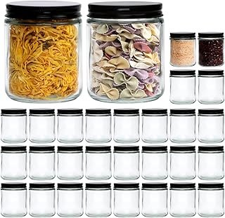 Encheng 8 OZ Glass Jars with Metal Lids,Clear Round Empty Candle Jars wi...
