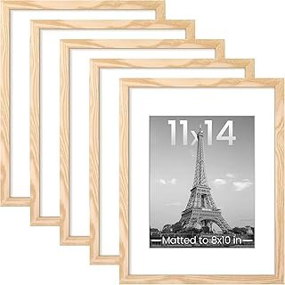 upsimples 11x14 Picture Frame Set of 5, Display Pictures 8x10 with Mat o...