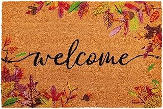 Juvale Fall Leaves Coir Welcome Mat - 36 x 24 in Multi-Color Low Pile - ...