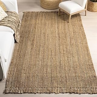 nuLOOM 3x5 Daniela Jute Tassel Hand Woven Area Rug, Natural, Solid Chunk...